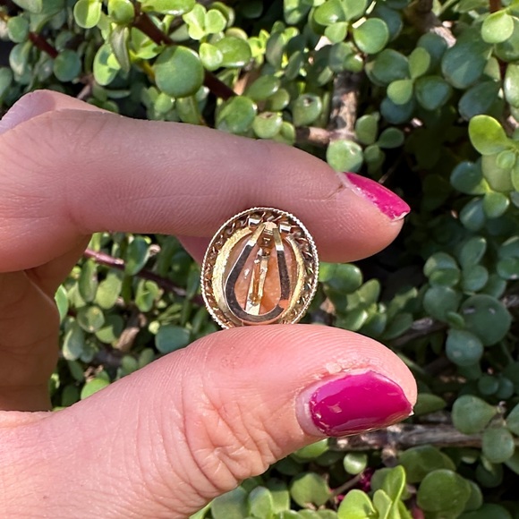 Elegant Gold and Cream Cameo Earrings - Picture 8 of 13